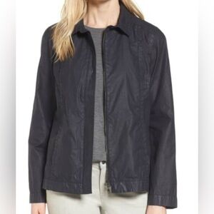 Eileen Fisher Dark Navy Waxed Cotton Coat Size XL